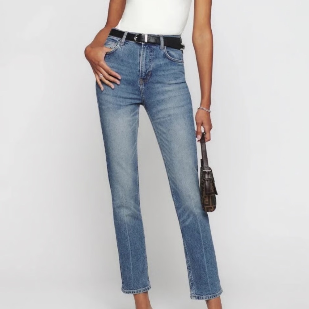 Reformation Liza Ultra High Rise Straight Jeans in Malta Wash Size 28